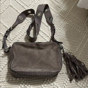 Gray Leather Michael Kors Crossbody Bag with Tassel